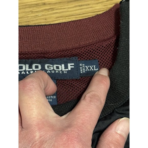 Polo Ralph Lauren Windbreaker Mens XL Black Golf Crest Pullover Lined Zip VTG - Picture 4 of 14